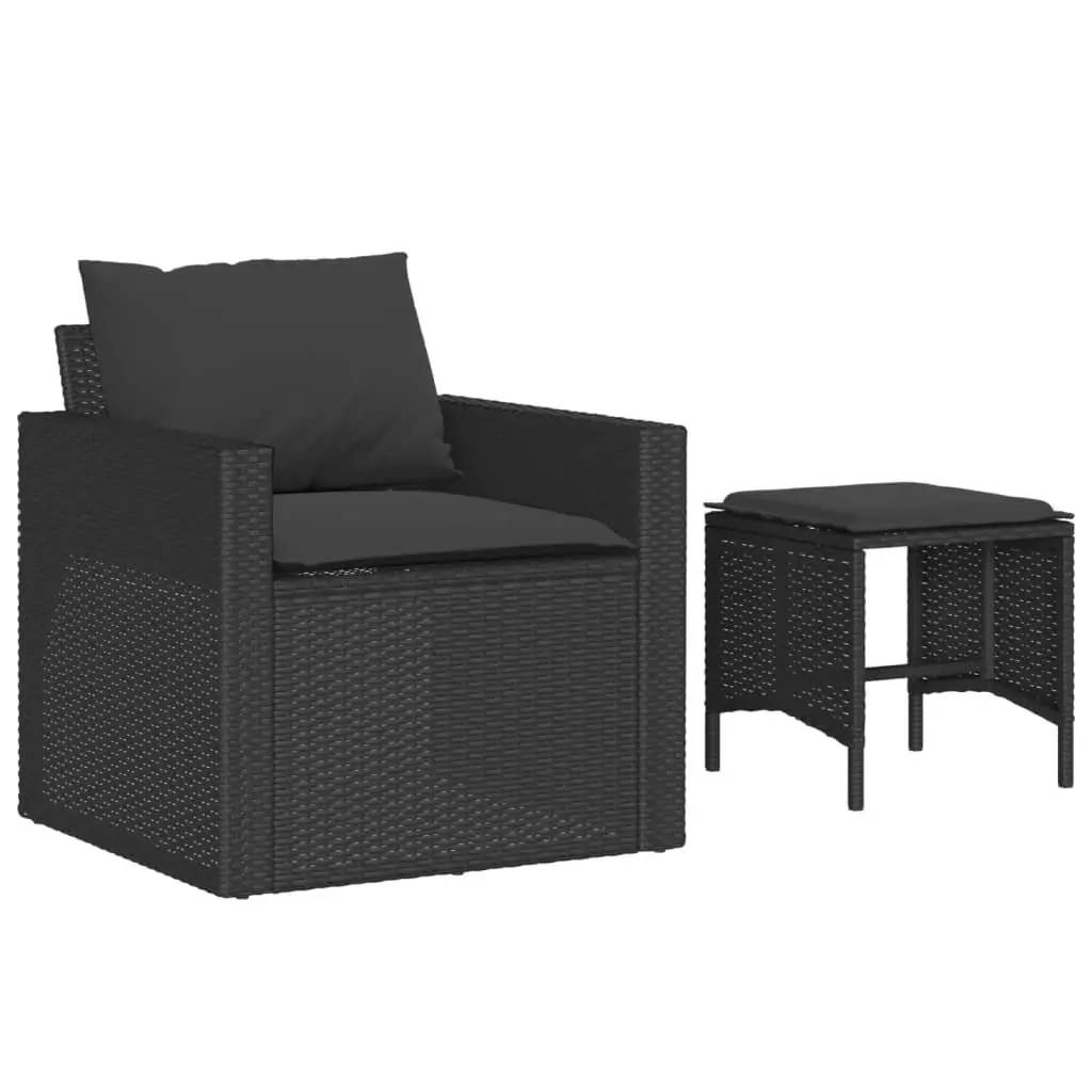 4 Piece Garden Sofa Set Outdoor Patio Furniture Black Poly Rattan