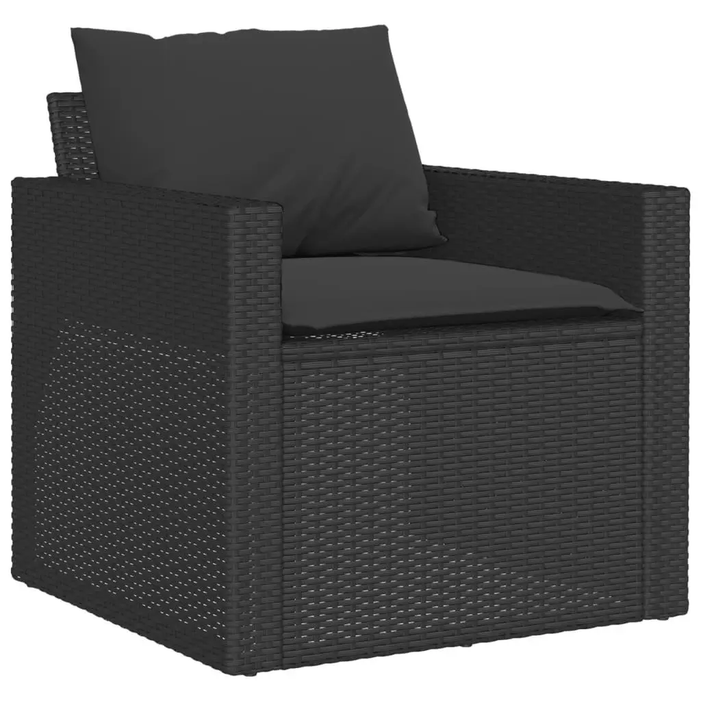 4 Piece Garden Sofa Set Outdoor Patio Furniture Black Poly Rattan