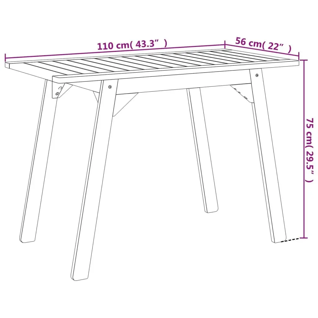 Outdoor Dining Table Made of Solid Acacia 110x56x75cm