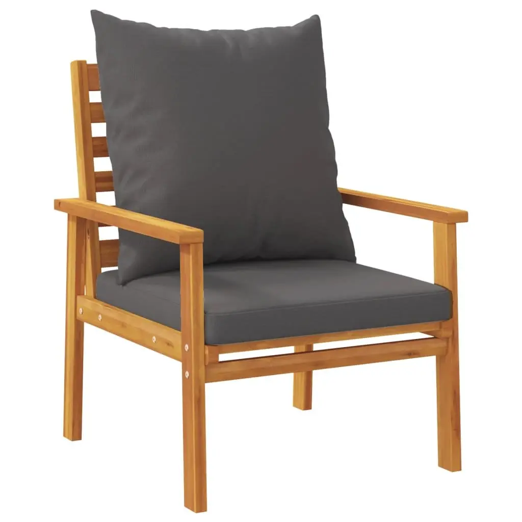 Outdoor Sofa Chair 2pcs with Cushion Solid Wood Garden Seating Patio Furniture