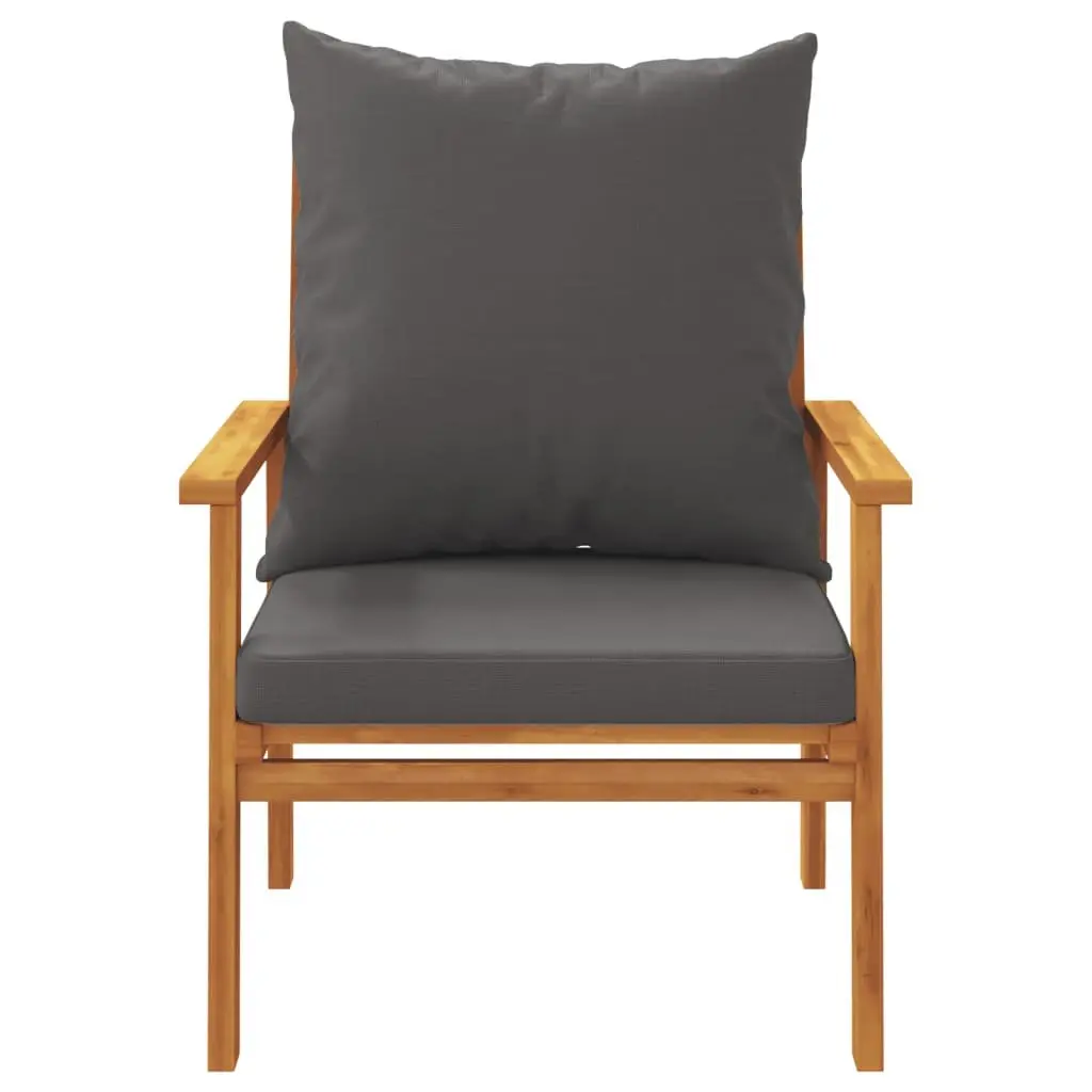 Outdoor Sofa Chair 2pcs with Cushion Solid Wood Garden Seating Patio Furniture