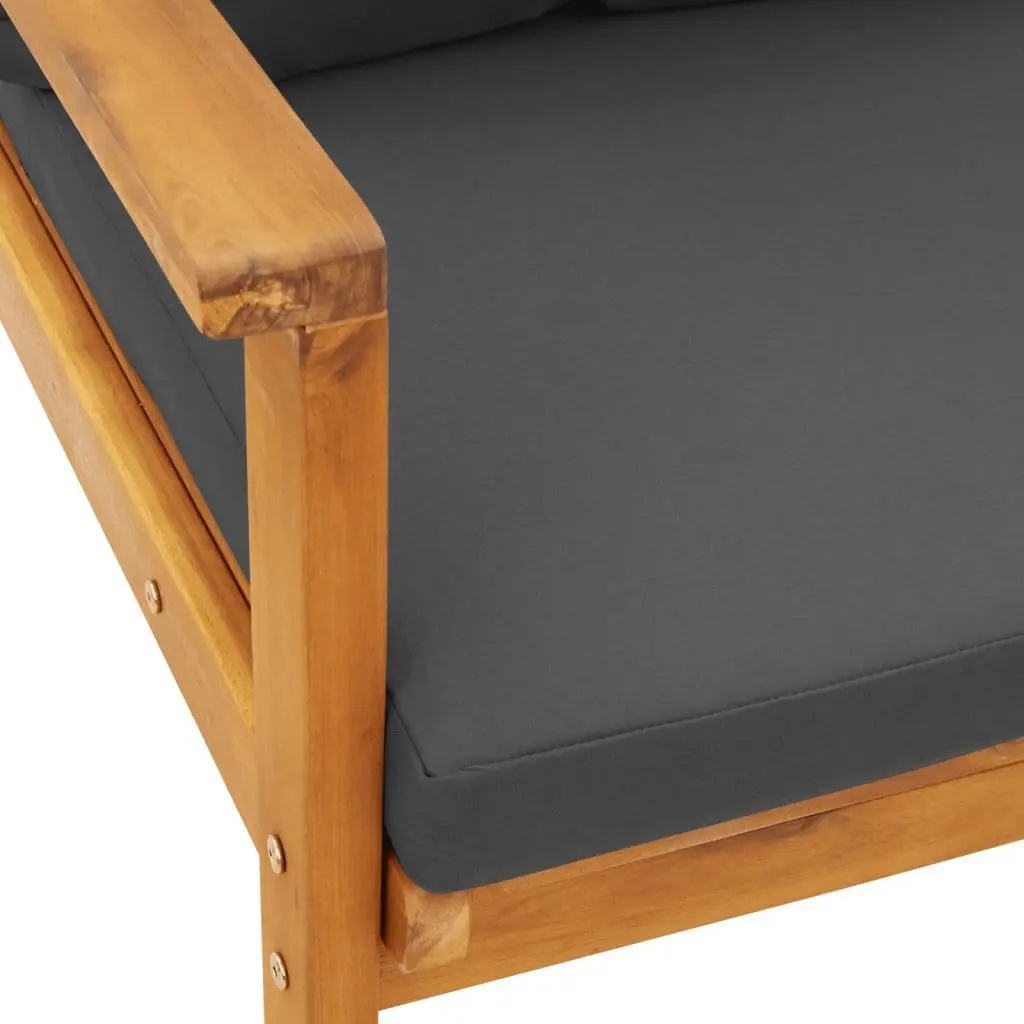 Outdoor Sofa Chair 2pcs with Cushion Solid Wood Garden Seating Patio Furniture