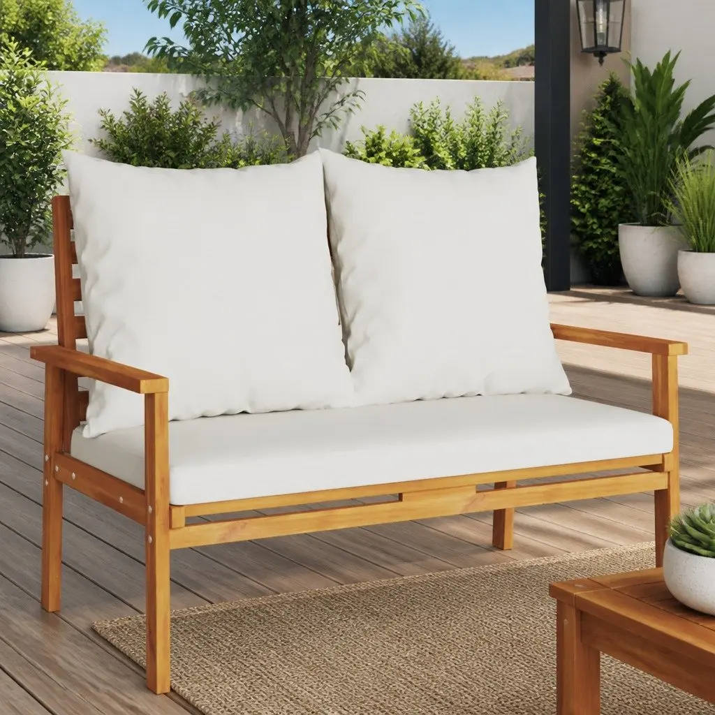 Garden Sofa Bench Outdoor Seating 120cm Brown with Cushion Backrest Armrests