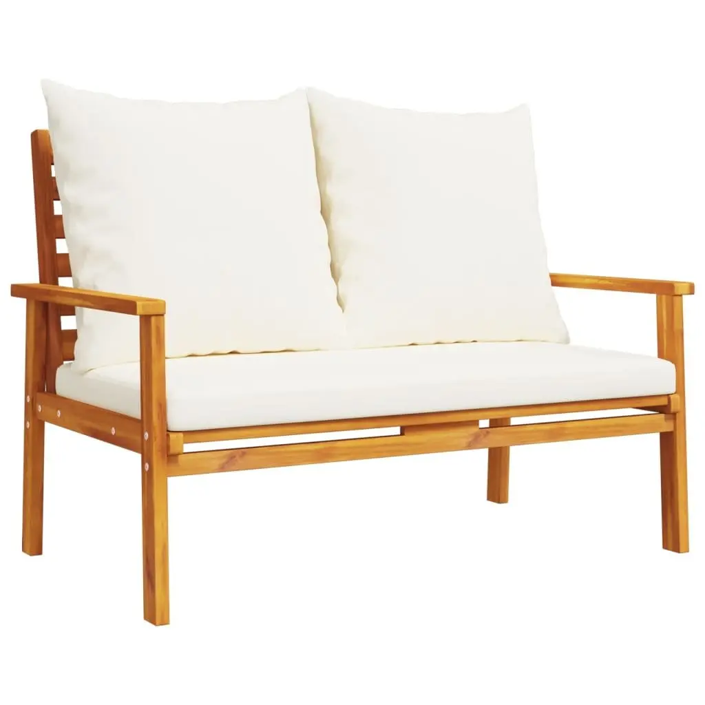 Garden Sofa Bench Outdoor Seating 120cm Brown with Cushion Backrest Armrests
