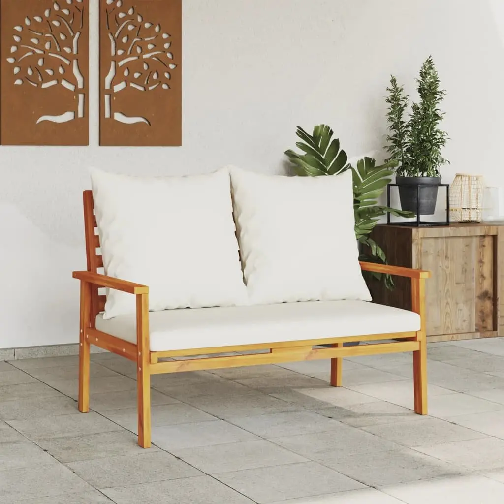 Garden Sofa Bench Outdoor Seating 120cm Brown with Cushion Backrest Armrests