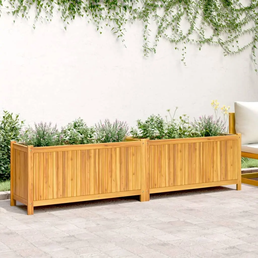 Garden Planter Box Solid Wood Acacia Brown 199x38.5x50 cm