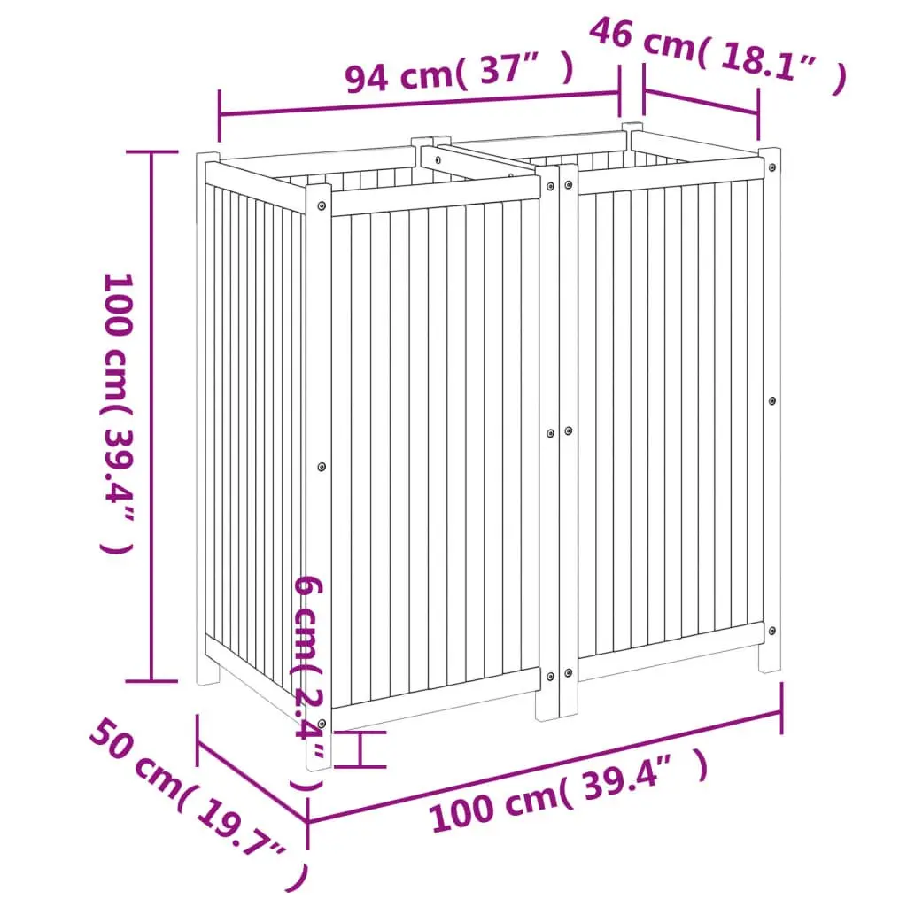 Wooden Garden Planter Box Raised Bed Outdoor Patio Balcony Decor 100L x 50W x 100H cm Brown