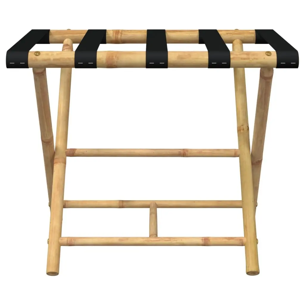 Folding Luggage Rack Suitcase Storage Stand Two Shelf Brown 62x42x50.5cm