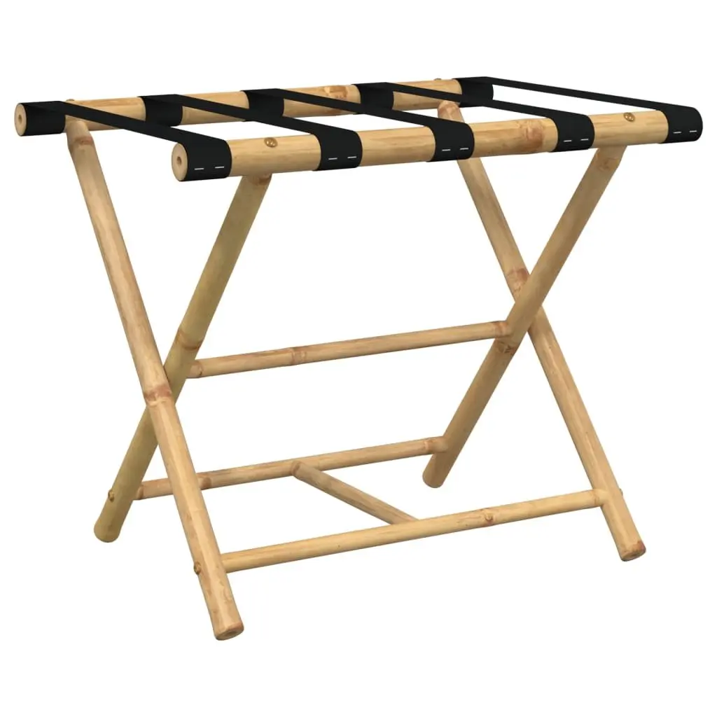 Folding Luggage Rack Suitcase Storage Stand Two Shelf Brown 62x42x50.5cm