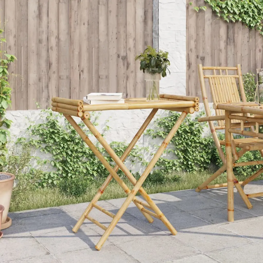 Folding Tray Table Brown Bamboo Portable Indoor Outdoor Furniture 70.5 x 42.5 x 80 cm