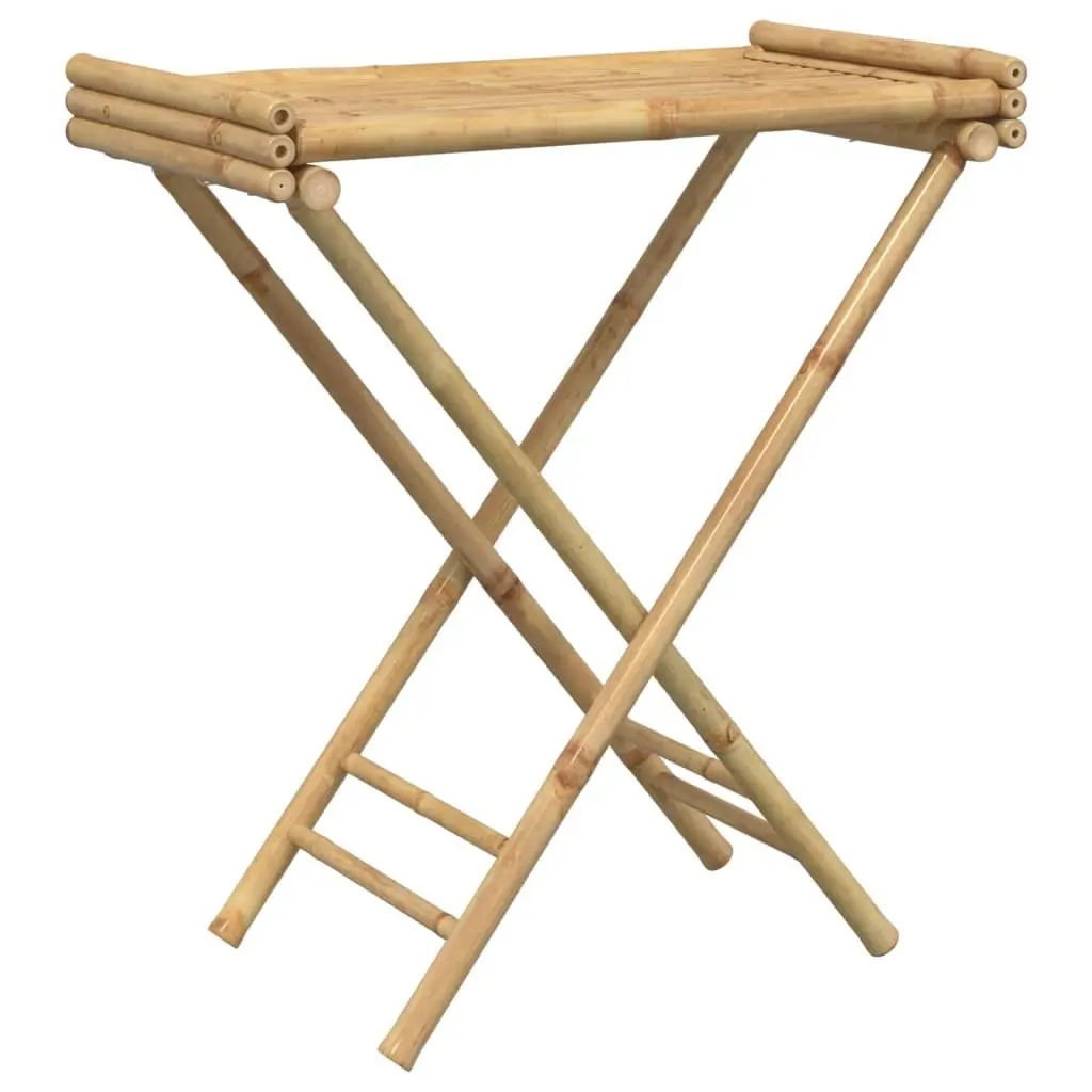 Folding Tray Table Brown Bamboo Portable Indoor Outdoor Furniture 70.5 x 42.5 x 80 cm