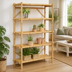5-Layer Bamboo Storage Shelf 100x40x150 cm Open Shelving Organiser Brown