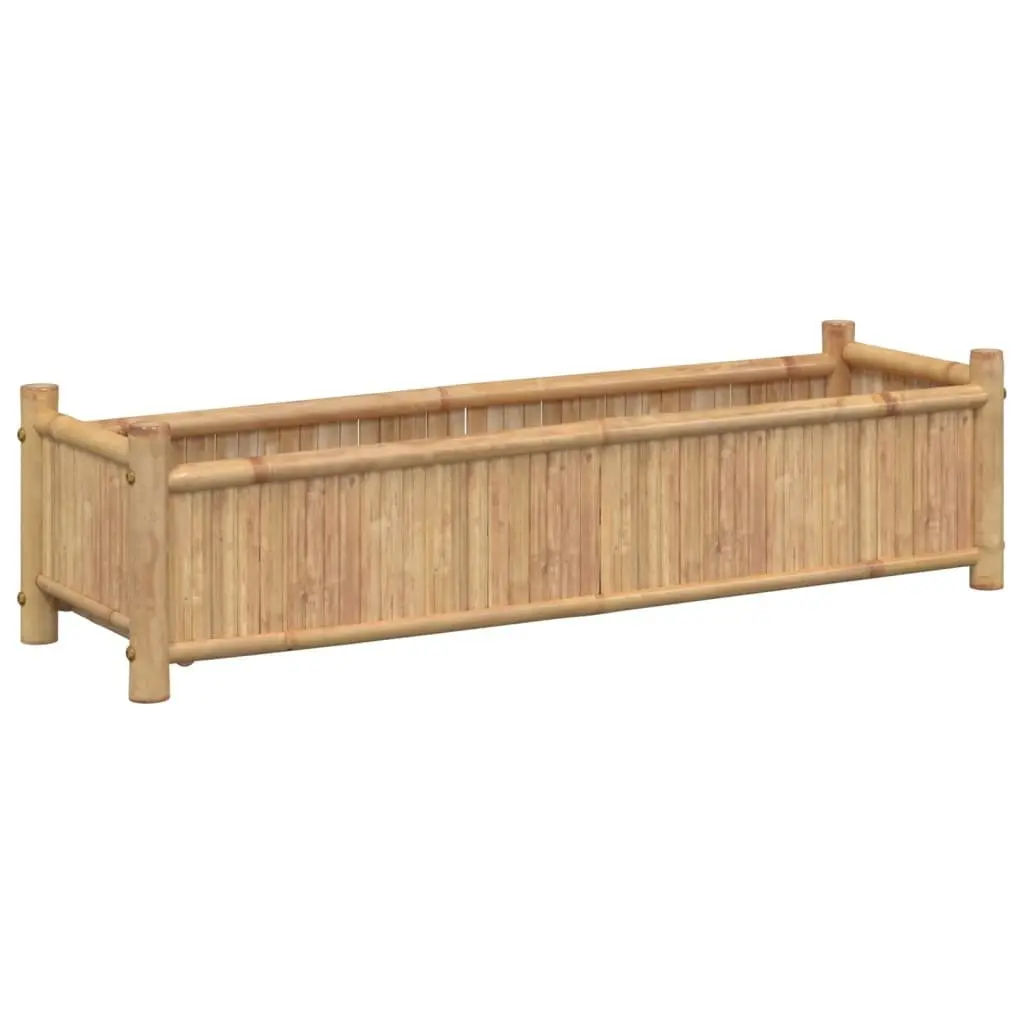 Bamboo Planter Box Raised Garden Bed 100x30x25cm Brown