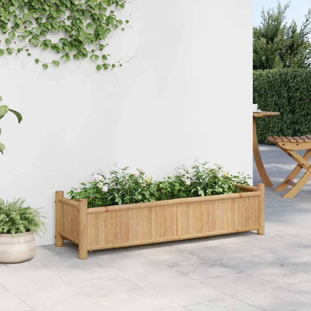 Bamboo Planter Box Raised Garden Bed 100x30x25cm Brown