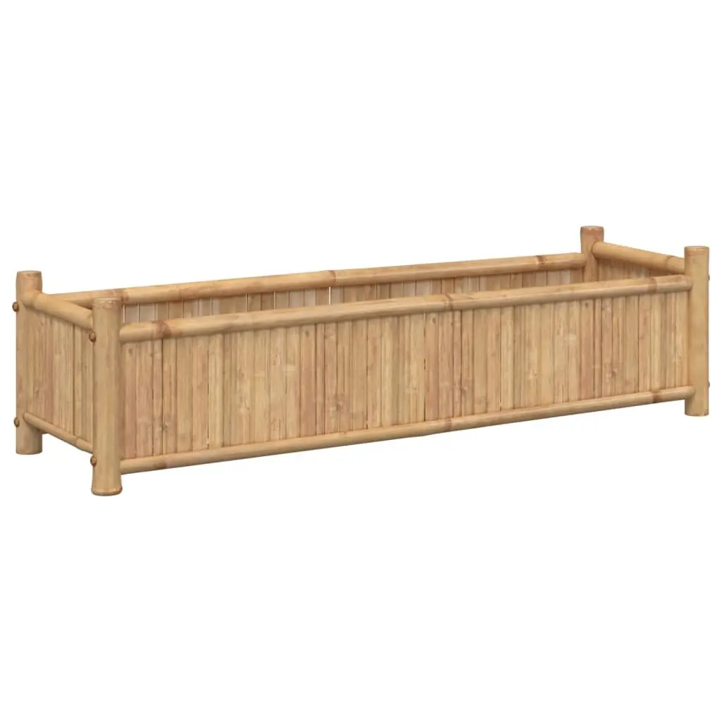 Bamboo Planter Box Raised Garden Bed 100x30x25cm Brown