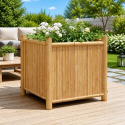 Bamboo Planter Box 40x40x40 cm Raised Garden Bed for Plants Flowers Herbs