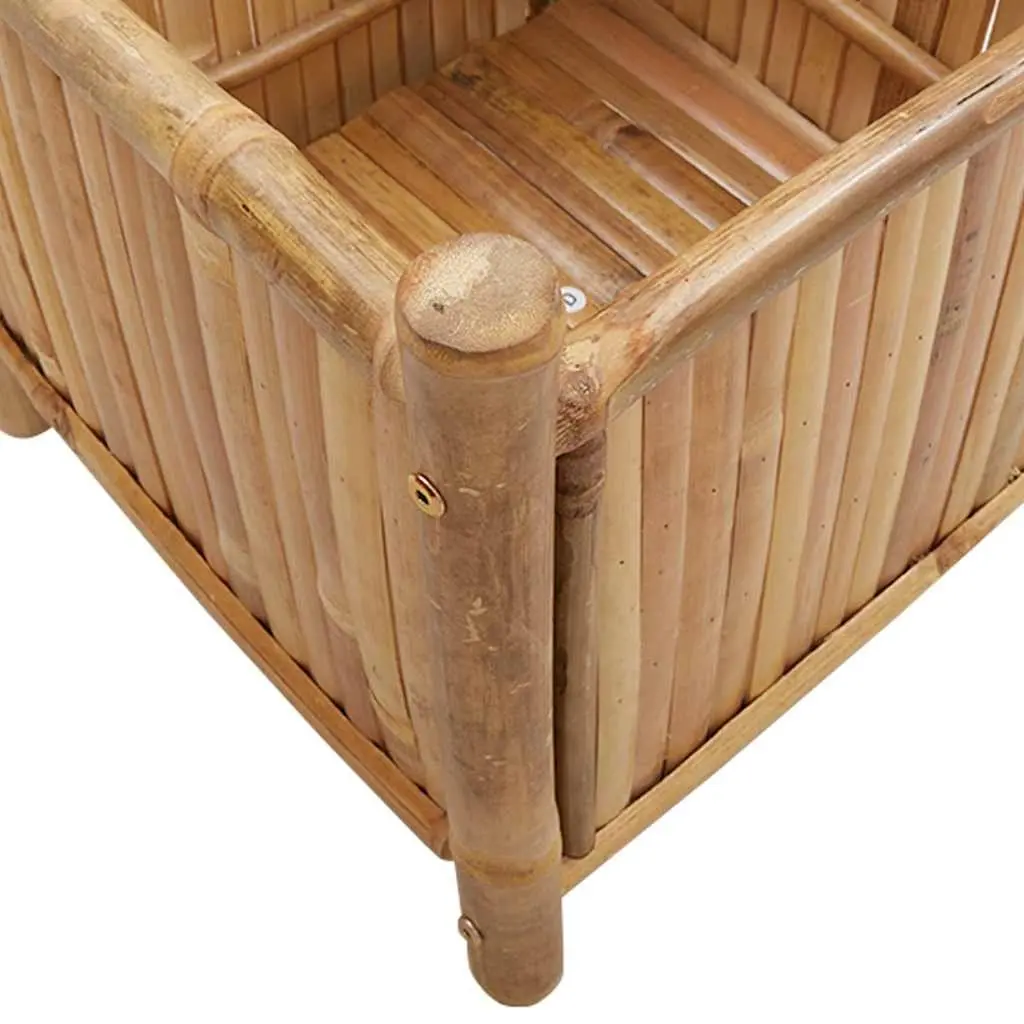 Bamboo Planter Box Elevated Garden Bed 40x40x40 cm for Plants Flowers Herbs Brown