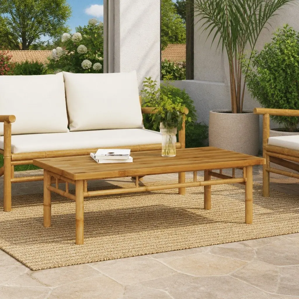 Coffee Table Bamboo 110x55x35 cm Brown Accent Living Room Furniture