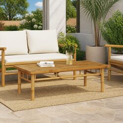 Durable Bamboo Coffee Table 110x55x35 cm, Brown Finish