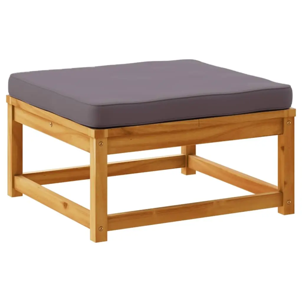 Garden Footstool Ottoman Outdoor Seating Acacia Wood Brown
