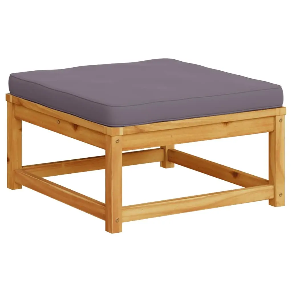 Garden Footstool Ottoman Outdoor Seating Acacia Wood Brown