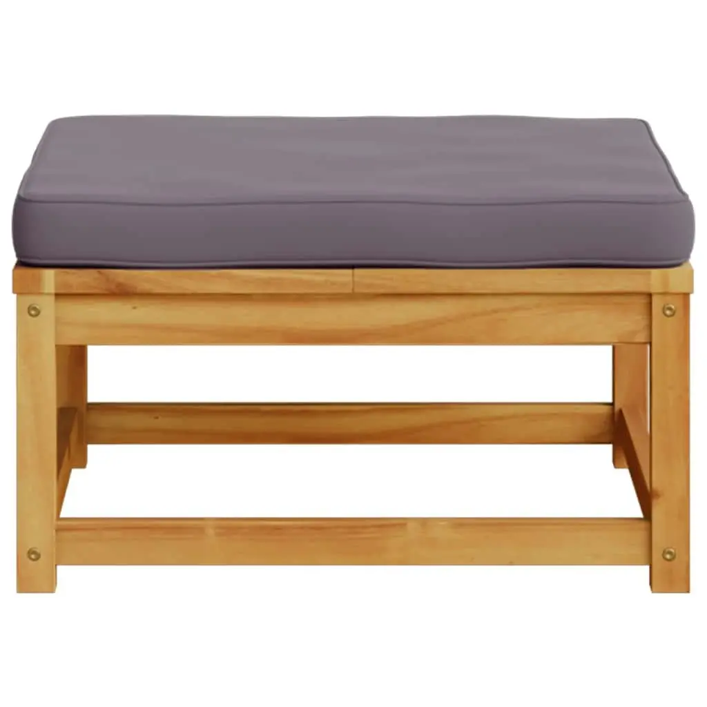 Garden Footstool Ottoman Outdoor Seating Acacia Wood Brown