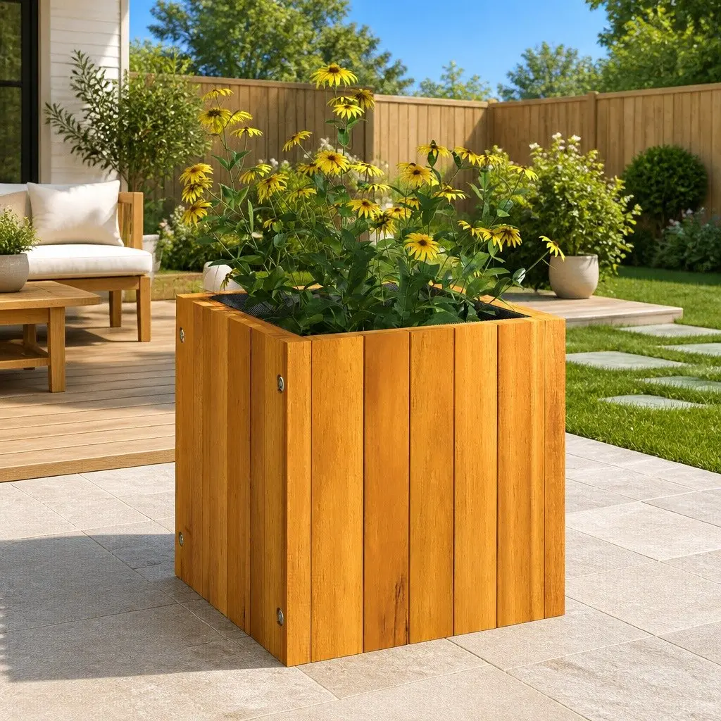 Garden Planter Box Solid Acacia Wood 25x25x25 cm Brown