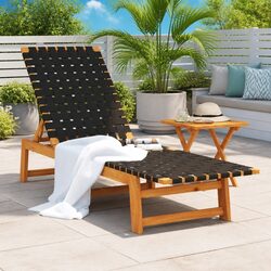 Practical and Elegant Black Acacia Sun Lounger