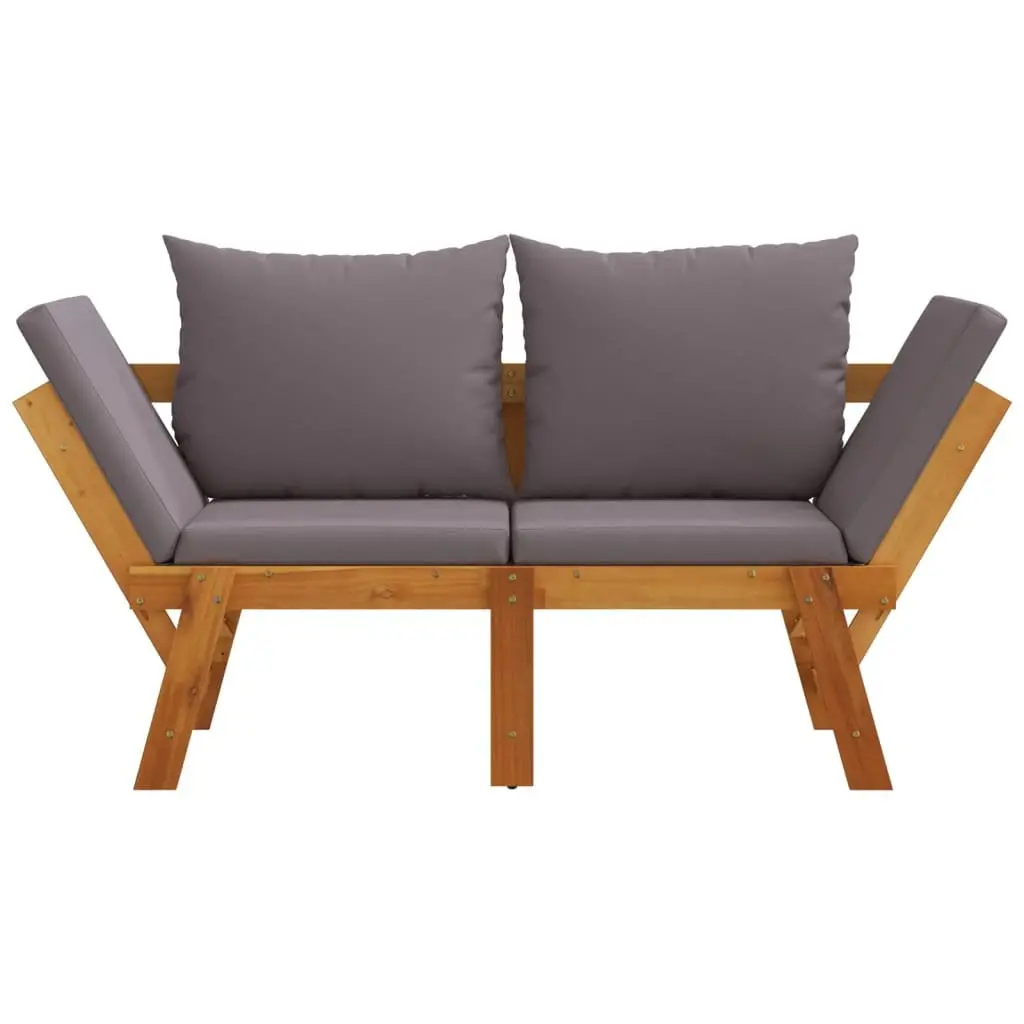 Garden Bench with Cushions 2-in-1 Convertible Day Bed Acacia Wood Outdoor Seat