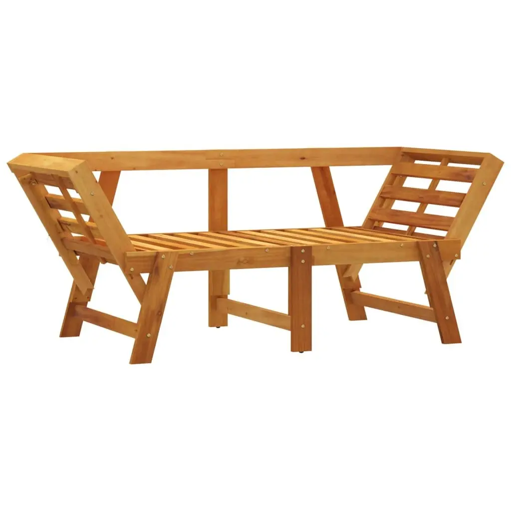 Garden Bench with Cushions 2-in-1 Convertible Day Bed Acacia Wood Outdoor Seat