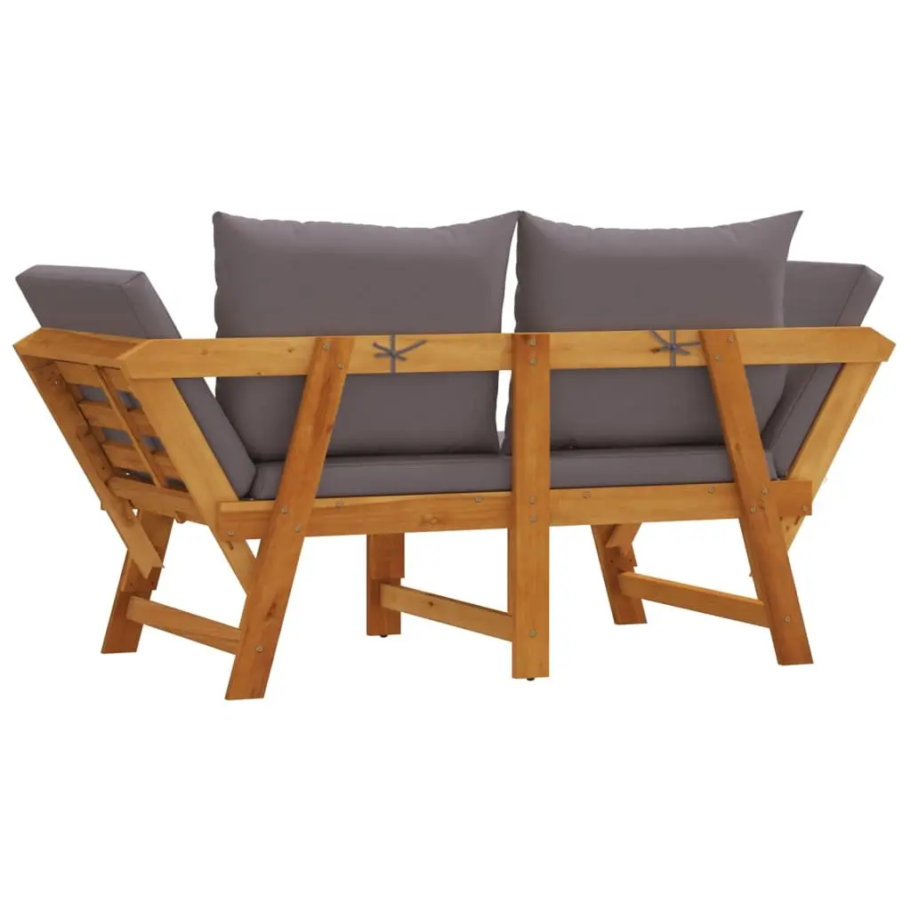 Garden Bench with Cushions 2-in-1 Convertible Day Bed Acacia Wood Outdoor Seat
