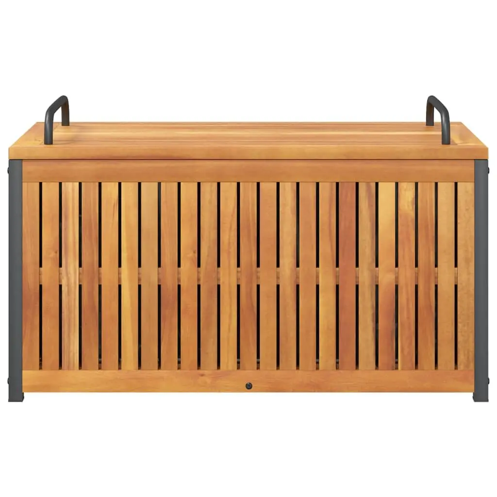 Cushion Storage Box Outdoor Organiser 85x45x45/53 cm Brown Acacia Wood Steel Handle