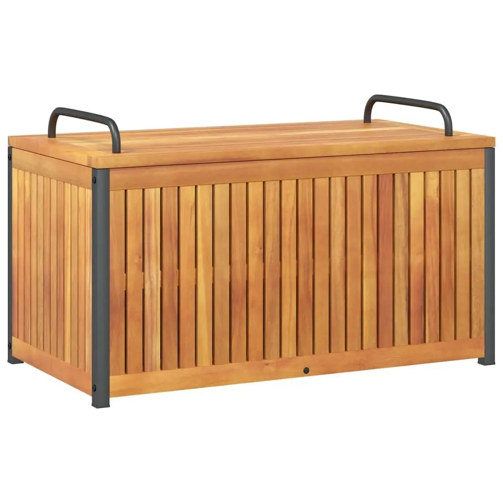 Cushion Storage Box Outdoor Organiser 85x45x45/53 cm Brown Acacia Wood Steel Handle