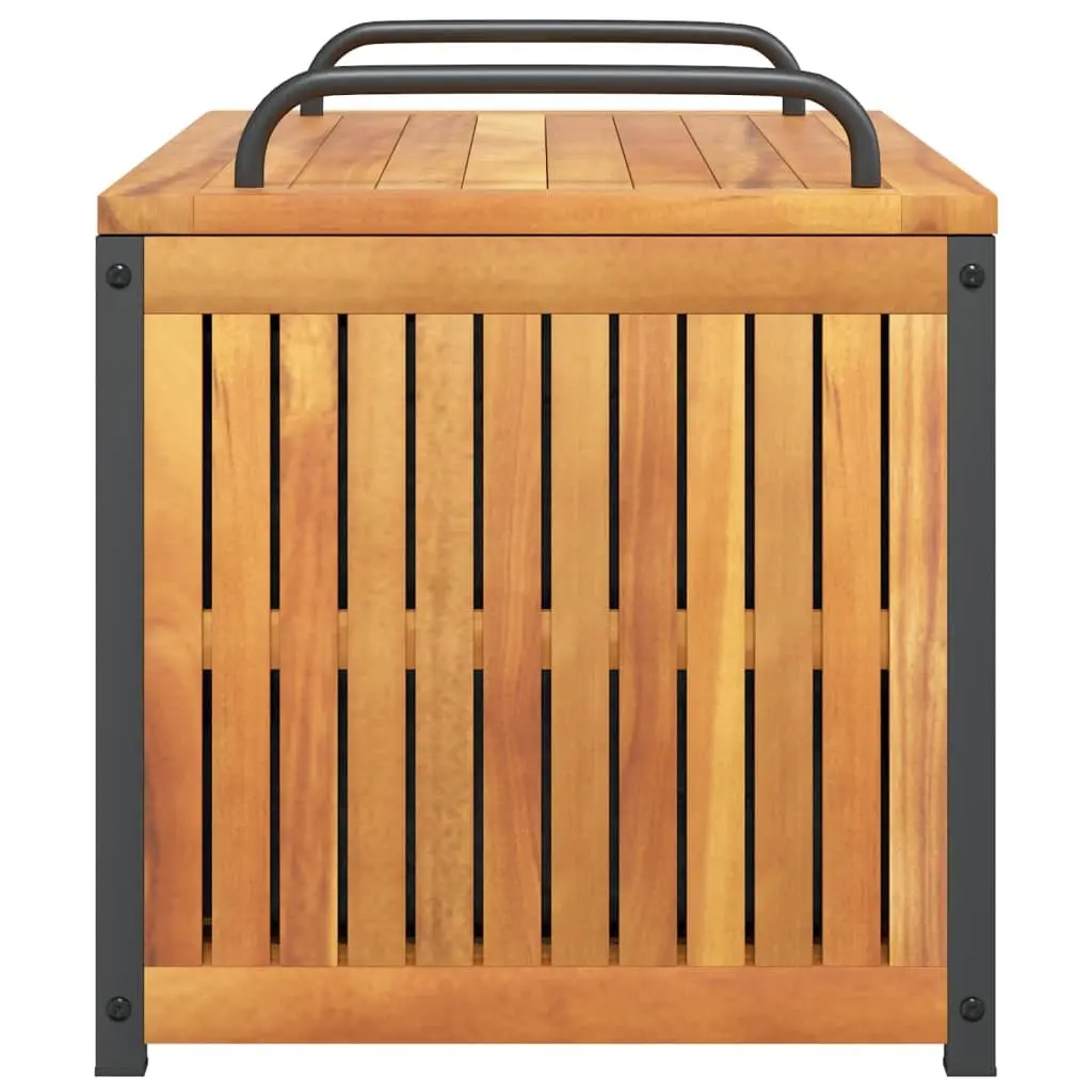 Cushion Storage Box Outdoor Organiser 85x45x45/53 cm Brown Acacia Wood Steel Handle