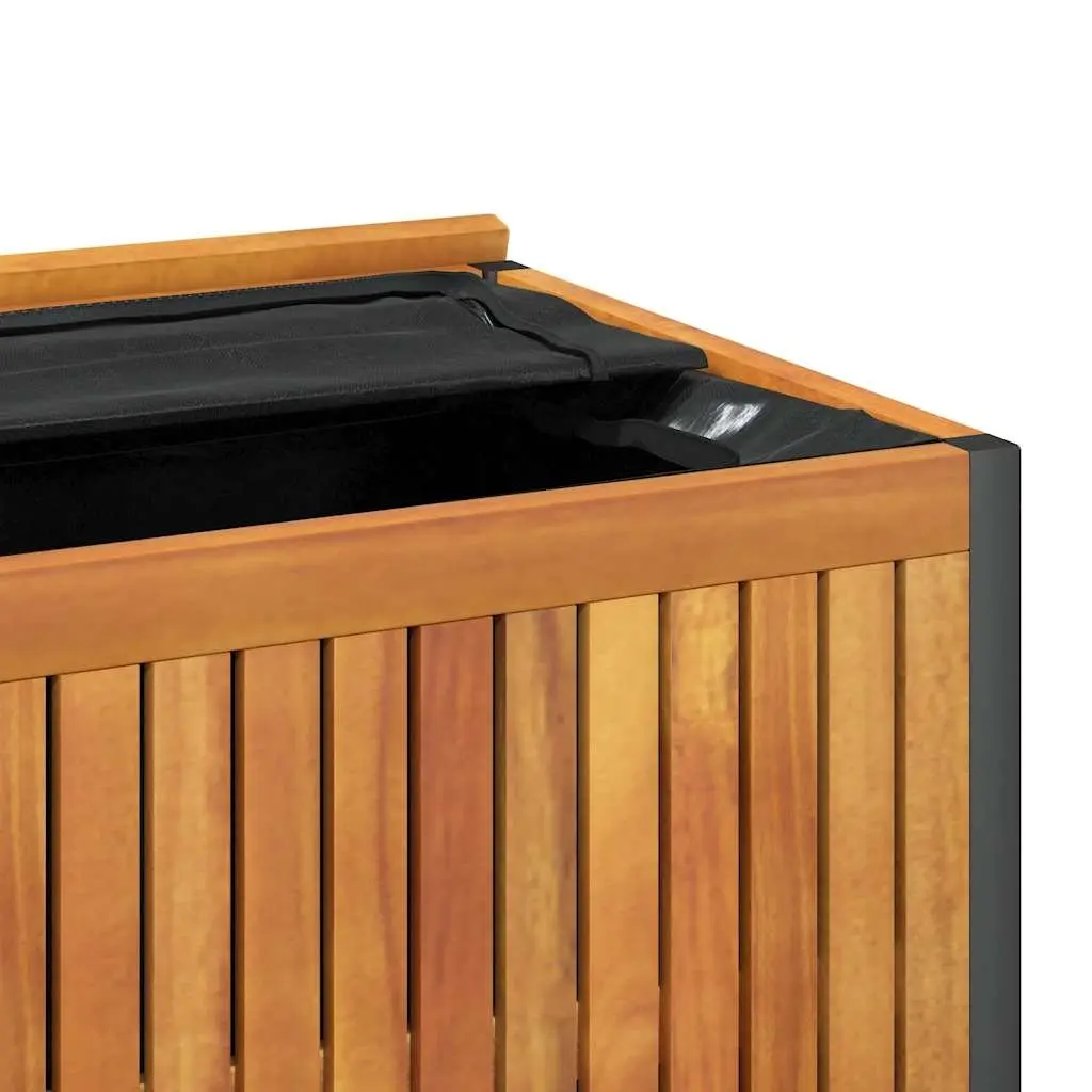 Cushion Storage Box Outdoor Organiser 85x45x45/53 cm Brown Acacia Wood Steel Handle