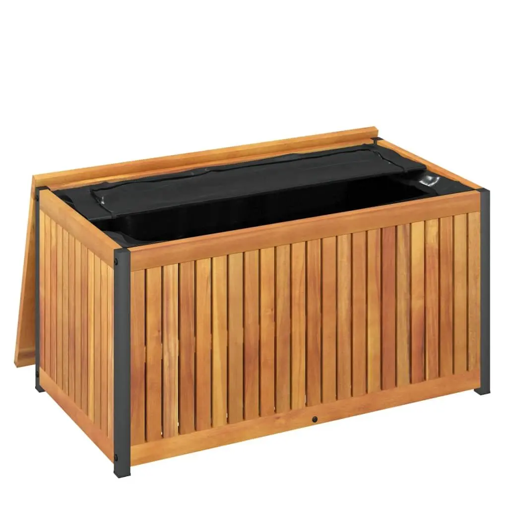 Cushion Storage Box Outdoor Organiser 85x45x45/53 cm Brown Acacia Wood Steel Handle