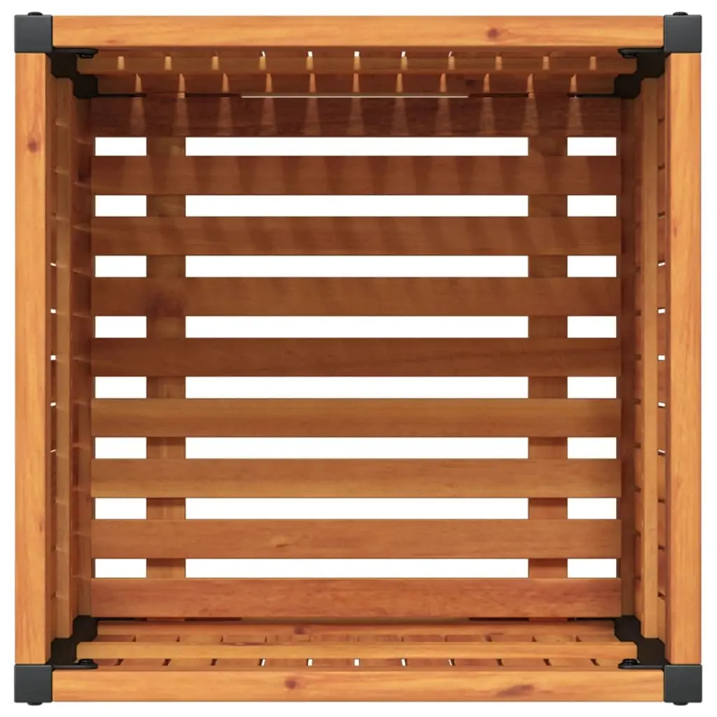 Garden Planter Box Indoor Outdoor 45x45x44 cm Solid Wood Acacia Steel Frame Brown