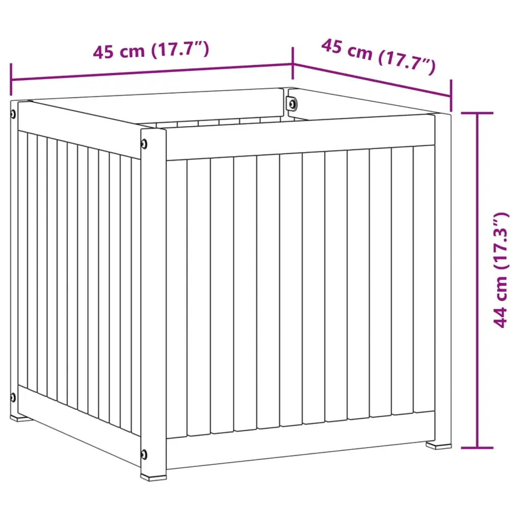 Garden Planter Box Indoor Outdoor 45x45x44 cm Solid Wood Acacia Steel Frame Brown