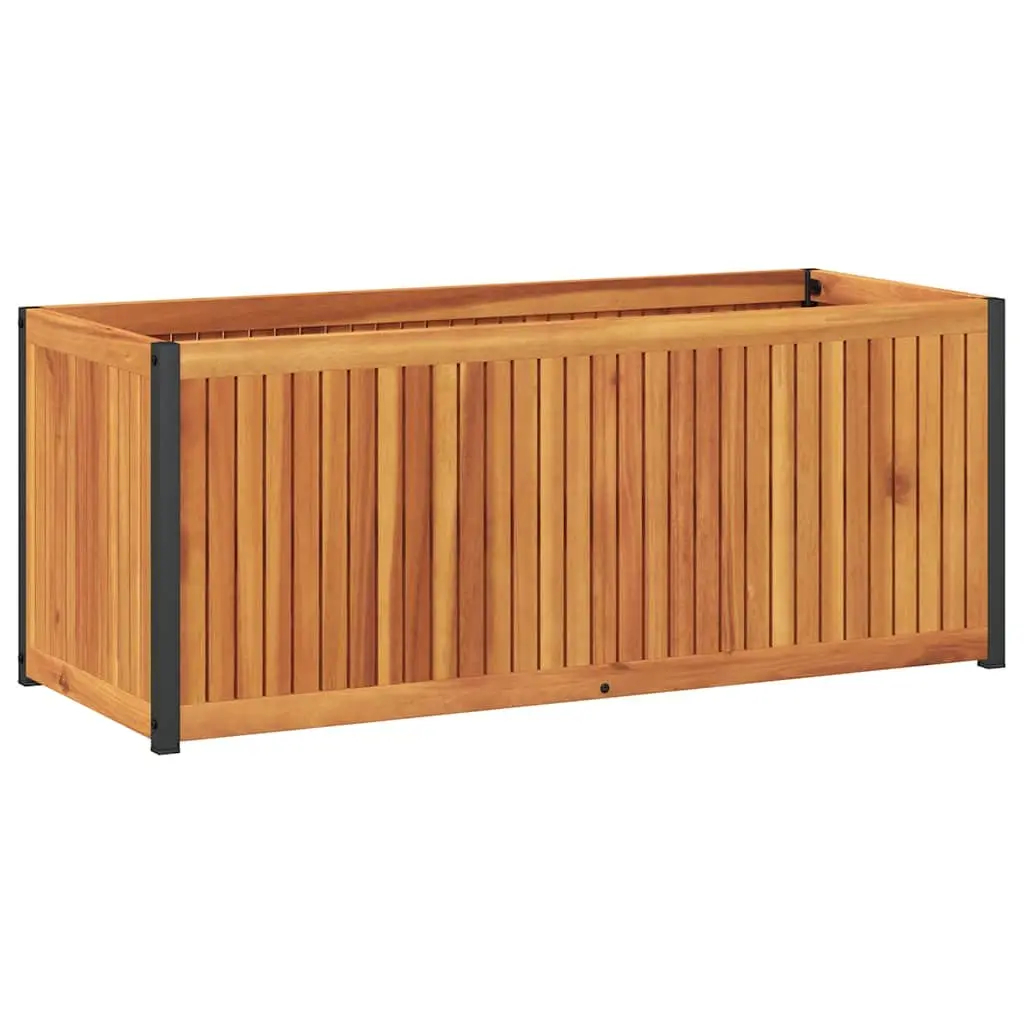 Garden Planter Box Acacia Wood Steel Frame 110x45x44cm Brown Outdoor