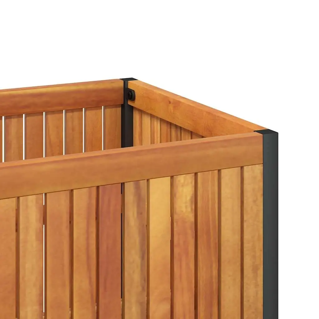 Garden Planter Box Acacia Wood Steel Frame 110x45x44cm Brown Outdoor