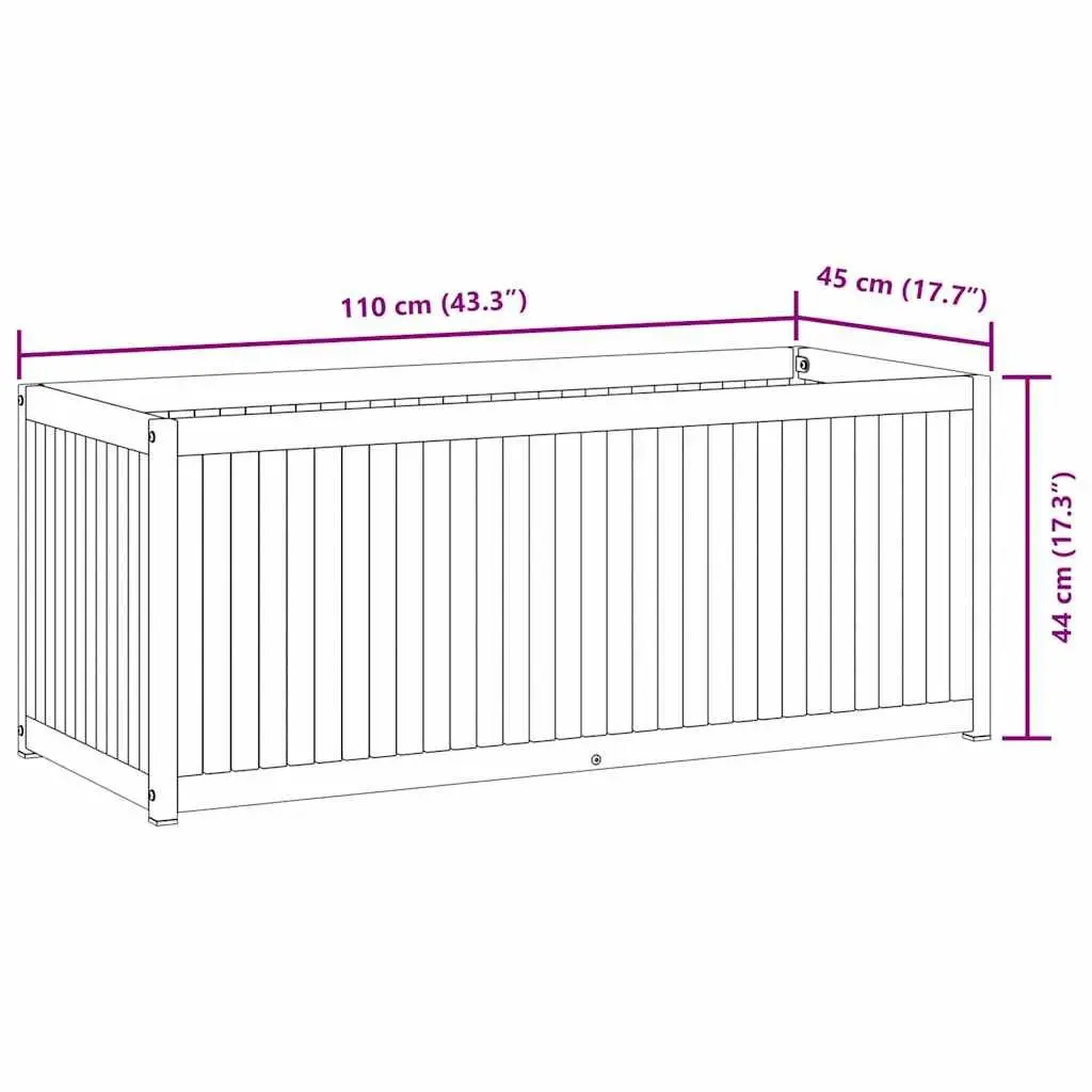 Garden Planter Box Acacia Wood Steel Frame 110x45x44cm Brown Outdoor
