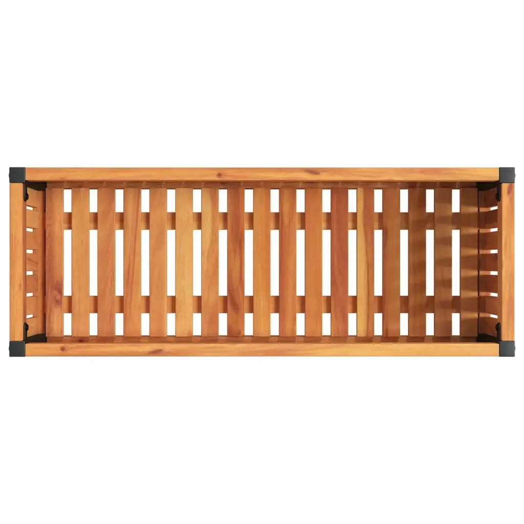Garden Planter Box Solid Wood Acacia Steel Frame 80x30x27.5 cm Brown