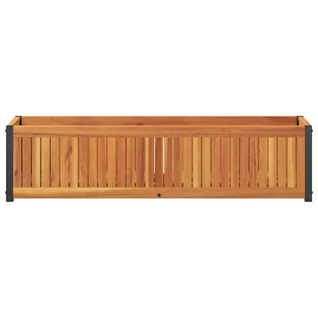 Wooden Raised Bed Planter Box 110cm x 30cm x 27.5cm Brown Outdoor Flower Container