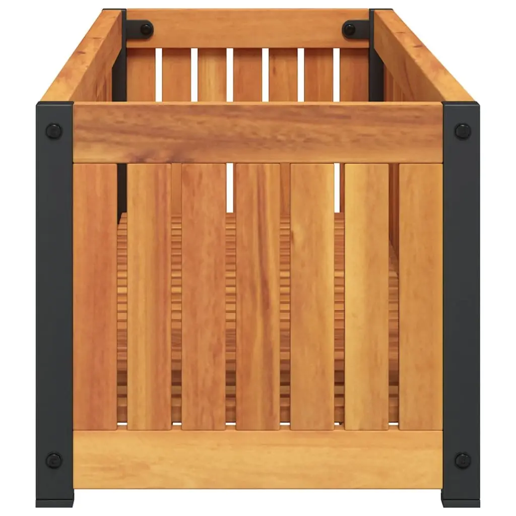 Wooden Raised Bed Planter Box 110cm x 30cm x 27.5cm Brown Outdoor Flower Container
