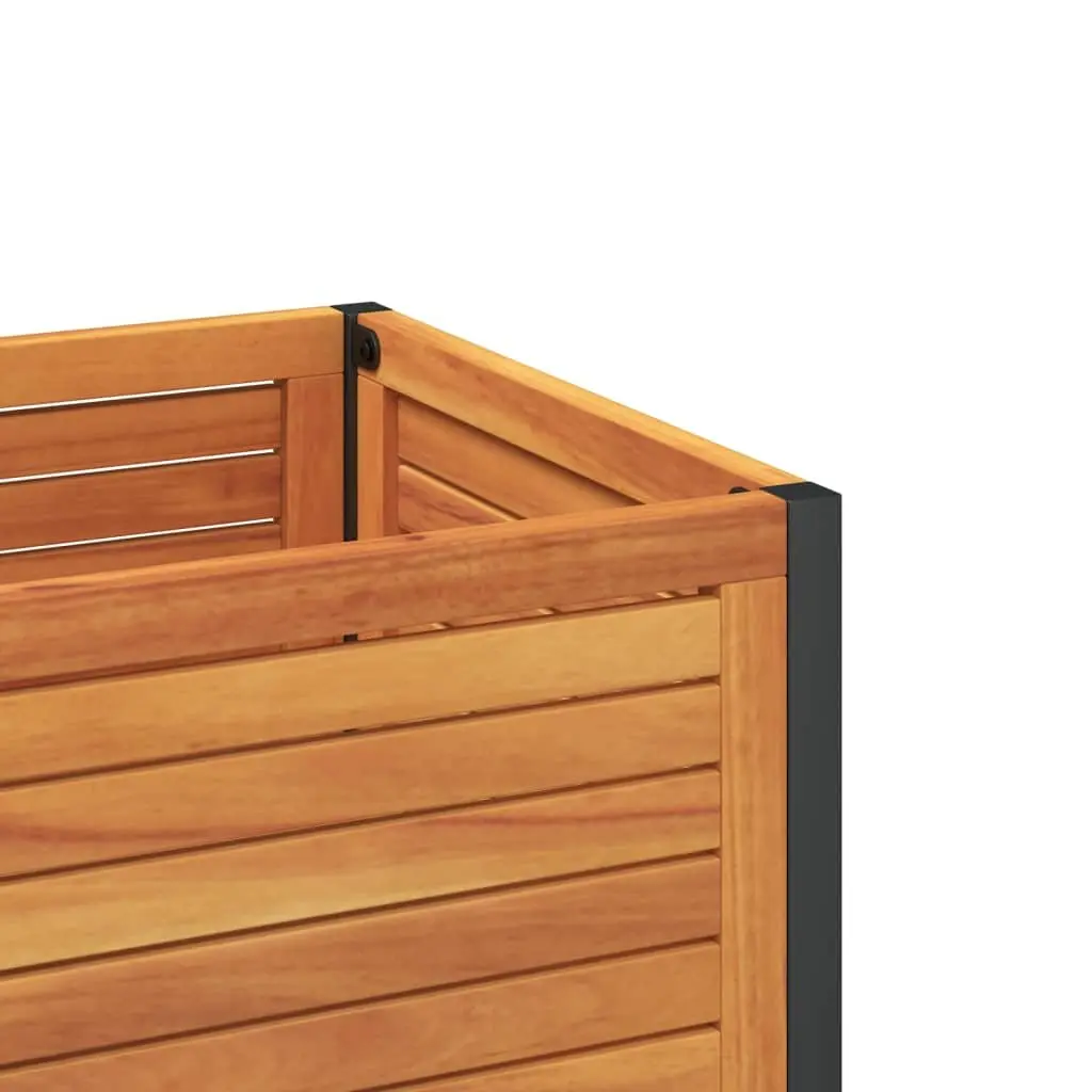 Garden Planter Indoor Outdoor Wooden Flower Box with Shelf 45x45x80cm Brown