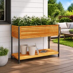 Reliable Wooden Planter with Shelf for Gardening Essentials