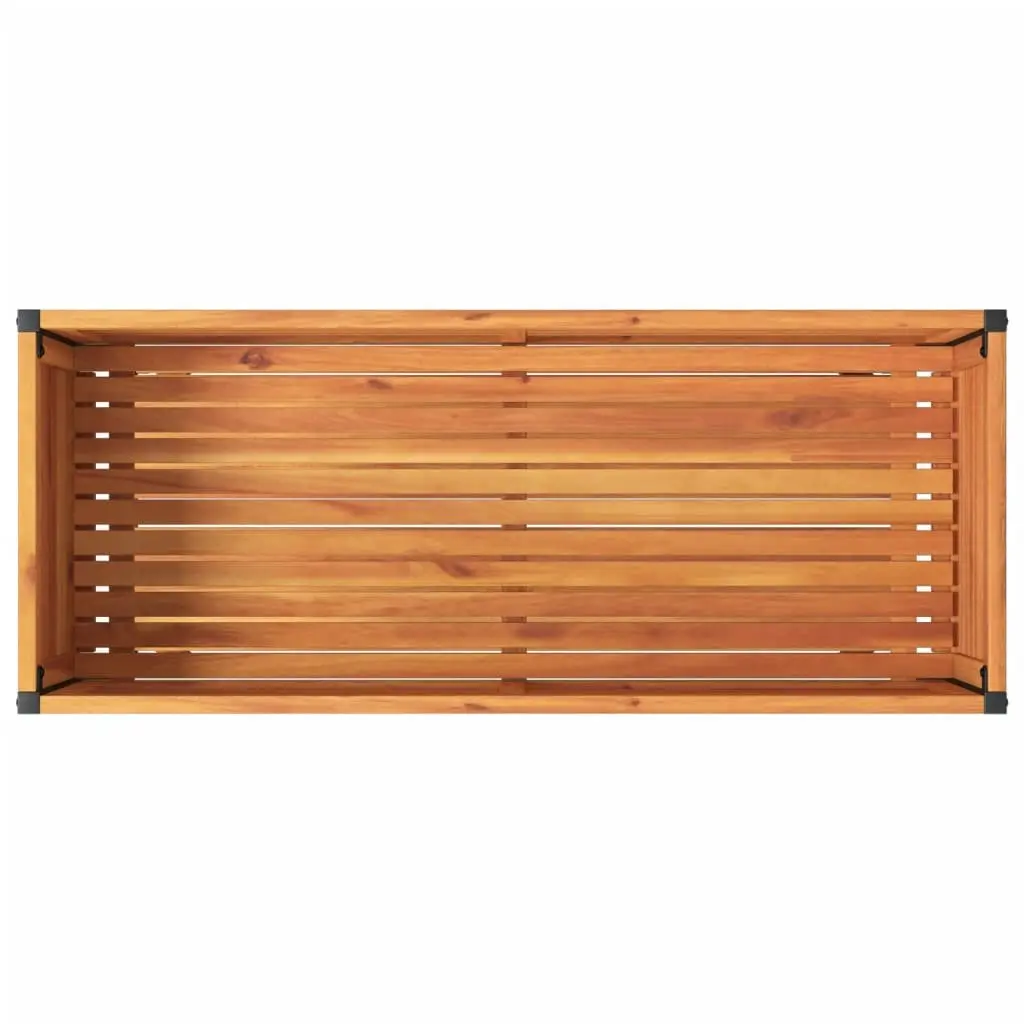 Garden Planter with Shelf 110x45x80 cm Wooden Acacia Steel Frame Brown