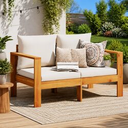 Comfortable Brown Outdoor Sofa 2-Seater with Cushions
