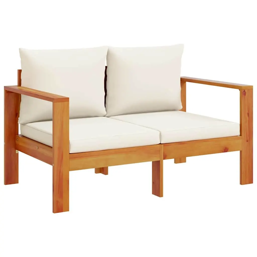 2-Seater Garden Sofa Outdoor Lounge Seat Solid Acacia Wood Cushions Brown