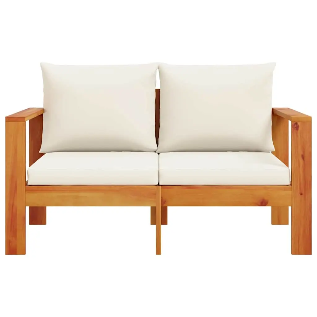 2-Seater Garden Sofa Outdoor Lounge Seat Solid Acacia Wood Cushions Brown
